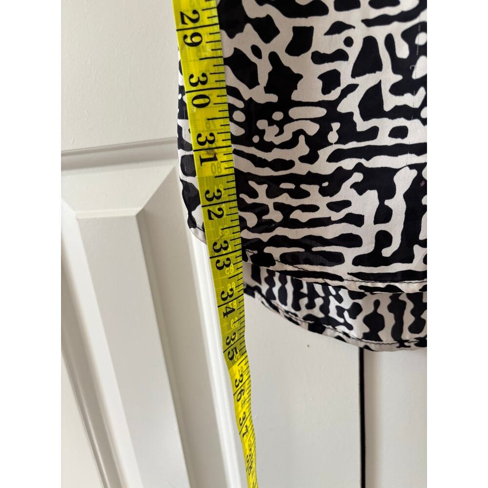 GLAM Women’s Black White Abstract Print Shirt Dress Size Small Tie Waist Mini - Picture 9 of 11
